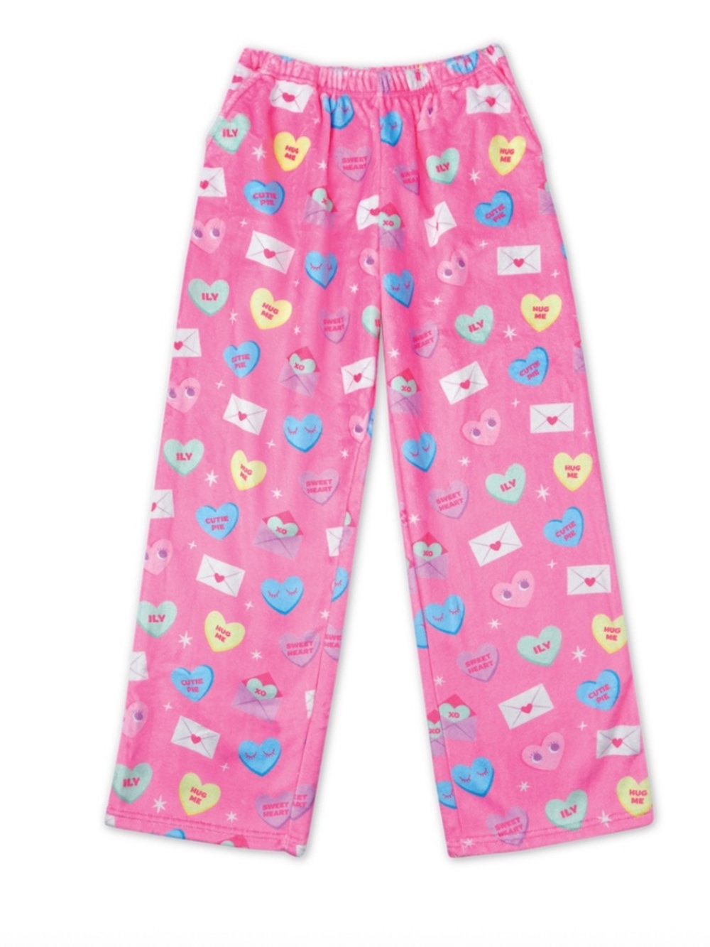 EUC Girls' Love Notes Plush Pants by Iscream Pink Size L 14